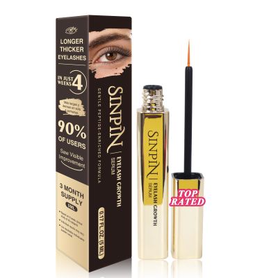 Natural Lash Growth Serum See Visible Results in 4 Weeks | SINPIN Eyelash Serum without Prostaglandin, Enriched with Biotin, Panthenol & Peptides for Longer, Thicker Lashes, 5ML