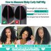 Kinky Curly Half Wig Human Hair 200% Density 3 In 1 Seamless Flip Over Half Wig Curly Hair Glueless Wear and Go Drawstring Band Beginner Hairline Headband Wig Friendly Invisible (26 inch Natural) view 3