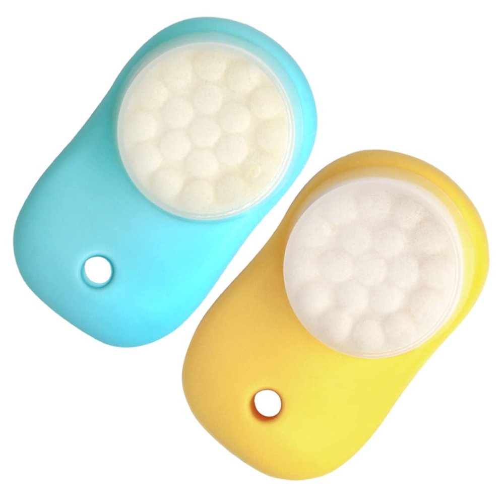 COSMEVIVI 2pcs Dual Sided Silicone Facial Cleansing Brush for Daily Use Portable Lightweight Face Washing Tool with Soft Massage Surface Gentle Exfoliator for Sensitive Skin in Lemon Yellow