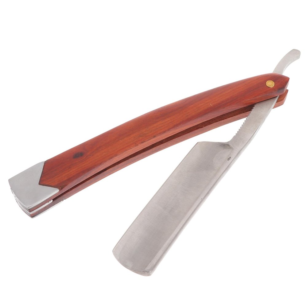 Gogogmee Wood Handle Foldable Straight Barber Razor for Men Durable Manual Shaving Tool for Beard Sideburns and Short Hair Lightweight Portable Design for Barbershops and Salons