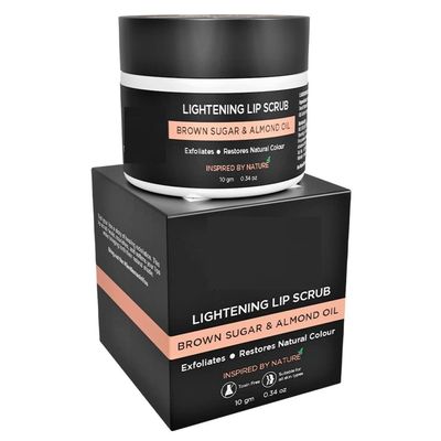 Lightening Lip Scrub With Brown Sugar, Almond Oil, Vitamin E, Coconut Oil & Argan Oil For Dry & Chapped Lip, Restore Natural Colour, Nourishes, Moisturizes, Brightening, 10g