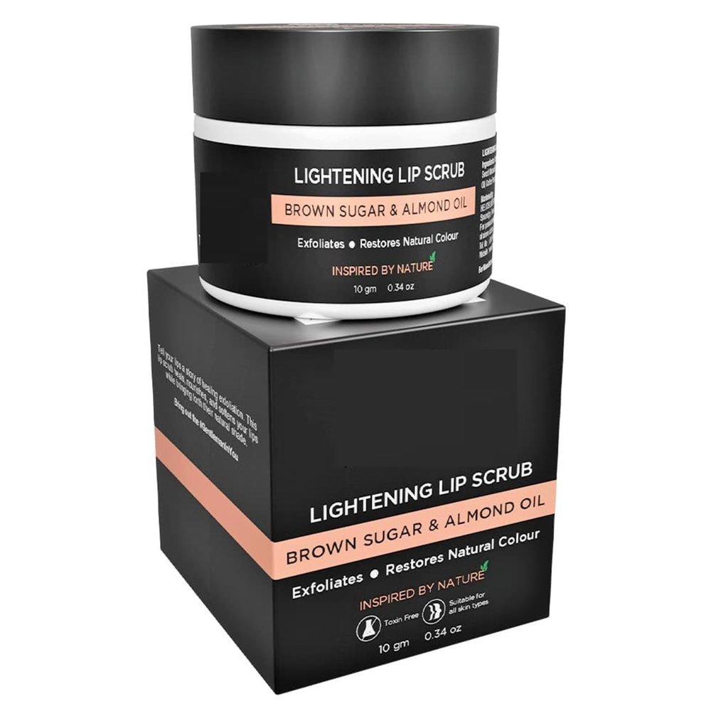 Lightening Lip Scrub With Brown Sugar, Almond Oil, Vitamin E, Coconut Oil & Argan Oil For Dry & Chapped Lip, Restore Natural Colour, Nourishes, Moisturizes, Brightening, 10g