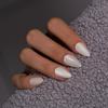 KQueenest Matte Cat Eye Press On Nails Short Almond, Winter Press On Nails with Glue, Glitter White Fake Nails Short Stiletto, Velvet Sparkly Chrome Soft Gel Glue On Nails for Women Gift, 30 Pcs view 1