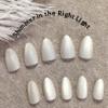 KQueenest Matte Cat Eye Press On Nails Short Almond, Winter Press On Nails with Glue, Glitter White Fake Nails Short Stiletto, Velvet Sparkly Chrome Soft Gel Glue On Nails for Women Gift, 30 Pcs view 3
