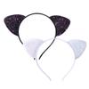 Sudaporn Giltter Cat Ear Halloween Costume Accessories Confetti Black White Ear HeadBands Animal Themed Party Cat Hair Accessory for Halloween Cosplay Celebration 2PCS Sparkly Kitty Hair Bands view 1