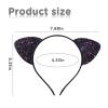 Sudaporn Giltter Cat Ear Halloween Costume Accessories Confetti Black White Ear HeadBands Animal Themed Party Cat Hair Accessory for Halloween Cosplay Celebration 2PCS Sparkly Kitty Hair Bands view 2
