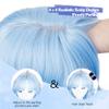 SUKRI Pastel Light Blue Bob Wigs with Bangs for Women Loose Wavy Wig 12 Inch Shoulder Length Bob Synthetic Cosplay Wig for Girls Colorfed Costume Wigs (Light Blue) view 4
