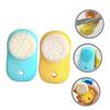 BESTYASH 2pcs Silicone Facial Cleansing Brush Deep Exfoliating Face Scrubber for Women Gentle Blackhead Removal and Pore Massage Portable Dual Sided Manual Brush in Lemon Yellow and Sky view 2