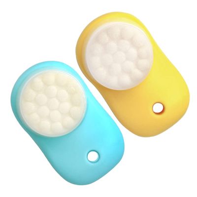 MUSISALY 2pcs Two in One Silicone Facial Brush Double Sided Face Wash Tool for Gentle Cleansing and Pore Massage Durable Lightweight Travel Face Cleaner for Women Lemon Yellow Sky Blue