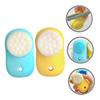 MUSISALY 2pcs Two in One Silicone Facial Brush Double Sided Face Wash Tool for Gentle Cleansing and Pore Massage Durable Lightweight Travel Face Cleaner for Women Lemon Yellow Sky Blue view 2