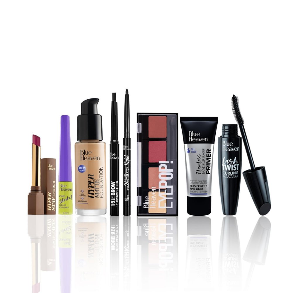 Festive Makeup Kit Set | Pack of 8 Make up Essentials | Complete Kit Set for women | Ideal for Festive Looks, Gifting & Bridal | Medium Tone Combo | Pack of 8