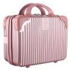 14 Inch Hard Shell Makeup Case, Portable Mini Makeup Suitcase for Hand Luggage with Elastic Band, Pressure-proof Makeup Carrying Case, Lightweight Small Hard Shell Cosmetic Travel Case (Champagne) view 1