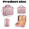 14 Inch Hard Shell Makeup Case, Portable Mini Makeup Suitcase for Hand Luggage with Elastic Band, Pressure-proof Makeup Carrying Case, Lightweight Small Hard Shell Cosmetic Travel Case (Champagne) view 2