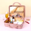 14 Inch Hard Shell Makeup Case, Portable Mini Makeup Suitcase for Hand Luggage with Elastic Band, Pressure-proof Makeup Carrying Case, Lightweight Small Hard Shell Cosmetic Travel Case (Champagne) view 4