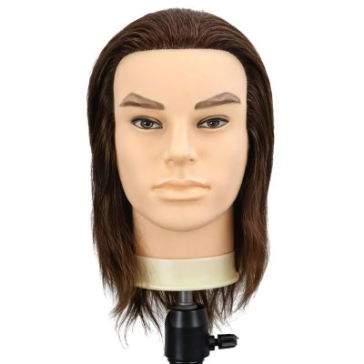 10 In Male Mannequin Head With Real Human Hair, Brown, Styling Head With Stand For Beauty Students And Salons