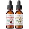 BodyJ4You Rosehip Oil + Jojoba Oil Set for Face Skin Hair - 100% Pure Natural USDA Organic Cold Pressed Carrier Oils - Non-GMO Hexane Free Undiluted Base for Gua Sha Scalp Massage Nails view 1