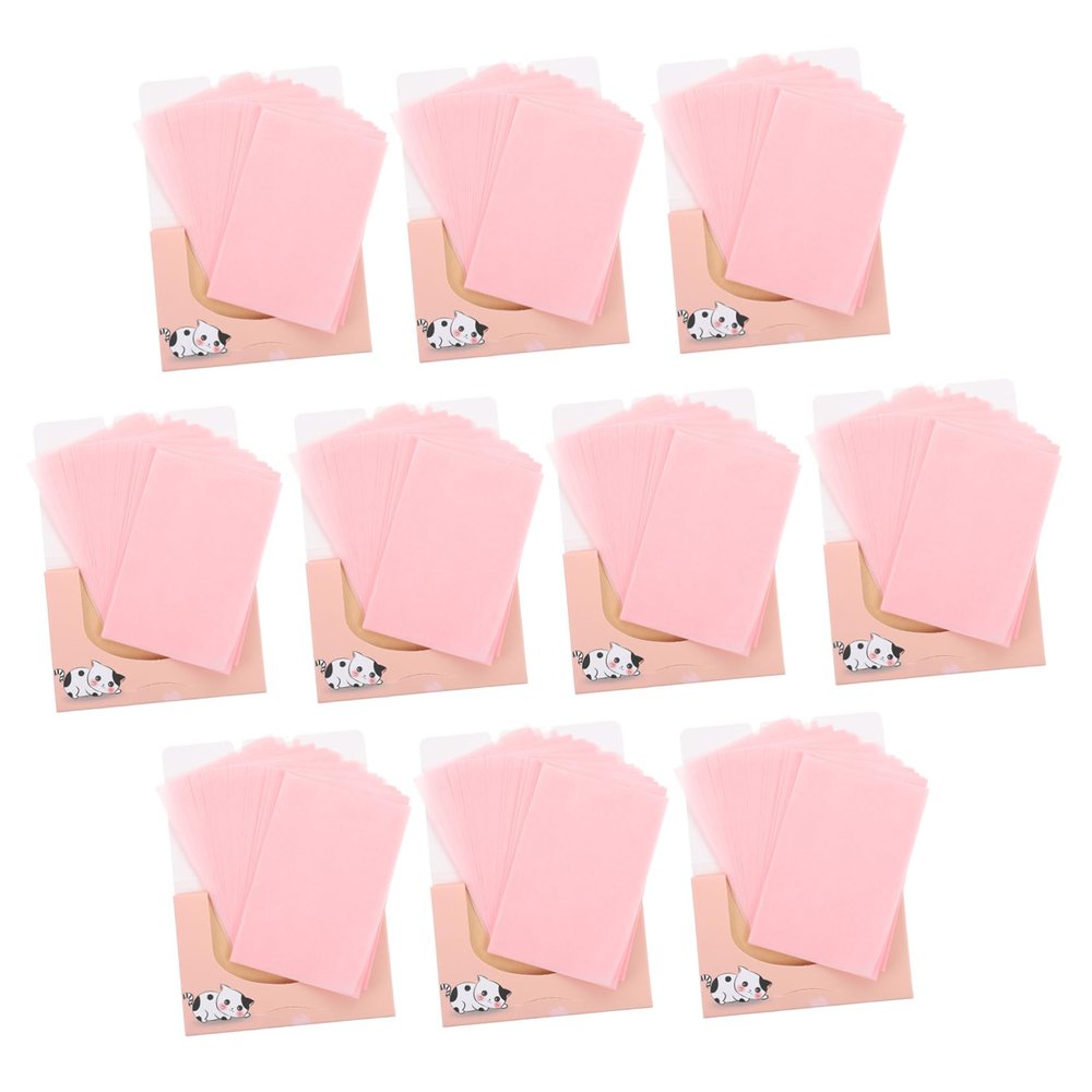 COOLHIYA 10 Boxes Facial Oil Blotting Paper Portable Ultra Thin Oil Absorbing for Oily and Combination Skin Control Makeup Friendly for Face