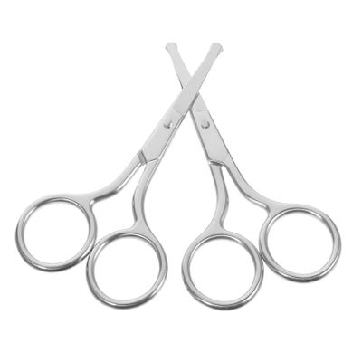 TOYZFRIENDY 2Pcs Stainless Steel Nose and Eyebrow Trimming Scissors Safe Multi Function Grooming Tool for Men and Women Portable Trimmers for Nose Eyebrows and Beard Maintenance