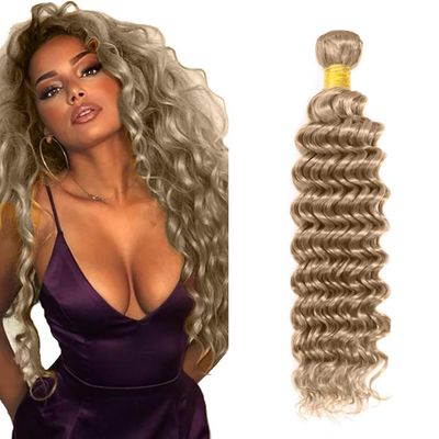 #22 Blonde Bundles Human Hair Deep Wave Bundles 26 Inch Unprocessed Brazilian Virgin Hair Ash Blonde Deep Wave Bundle Human Hair Extensions 50 Gram Per Bundle