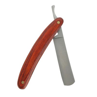 SAFIGLE Wood Handle Foldable Straight Barber Razor Manual Shaving Tool for Men Durable Lightweight Design for Beard Sideburns and Hair Salon Use Random Style