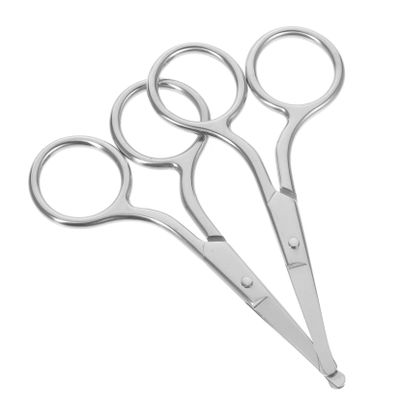PHENOFICE 2Pcs Stainless Steel Nose Hair and Eyebrow Trimming Scissors Safe Precision Facial Hair Cutting Tools for Women Portable Multi Function Grooming Kit for Daily Use