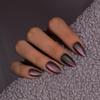 KQueenest Cat Eye Press On Nails Short Almond, Matte Press On Nails with Glue, Glitter Purple Black Fake Nails Short Stiletto, Velvet Dark Chrome Glue On Nails for Women Gift, 30 Pcs view 1