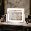 Vanity Mirror with Lights, 16"12" LED Makeup Mirror, HD Professional Mirror, 10X Magnification, Smart Touch with 3-Color Lighting, Dimmable, 360 Rotation, Lighted Up for Makeup Desk, Bedroom (White) view 2
