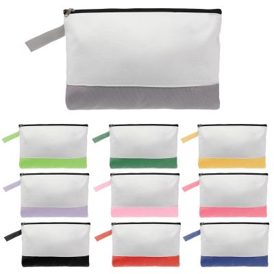 10 Pcs Cotton Canvas Makeup Bags, Blank DIY Craft Zipper Bags Pouches Multipurpose Travel Toiletry Pouch Pencil Case Stationary Storage Bulk for DIY Crafts Painting Embroidery