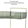 2 Tier Corner Bathroom Countertop Organizer Space Saving Easy Assembly Metal Corner Countertop Shelf for Cosmetics Skin Care (Dark Green) view 2