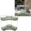 2 Tier Corner Bathroom Countertop Organizer Space Saving Easy Assembly Metal Corner Countertop Shelf for Cosmetics Skin Care (Dark Green) view 3