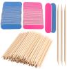 200Pack Nail Files Kit Mini Nail Files Double Sided Nail Buffer Orange Nature Wood Nail Care Sticks Cuticle Manicure and Pedicure Stick for Fingernail Cleaning Cuticle Stick view 1