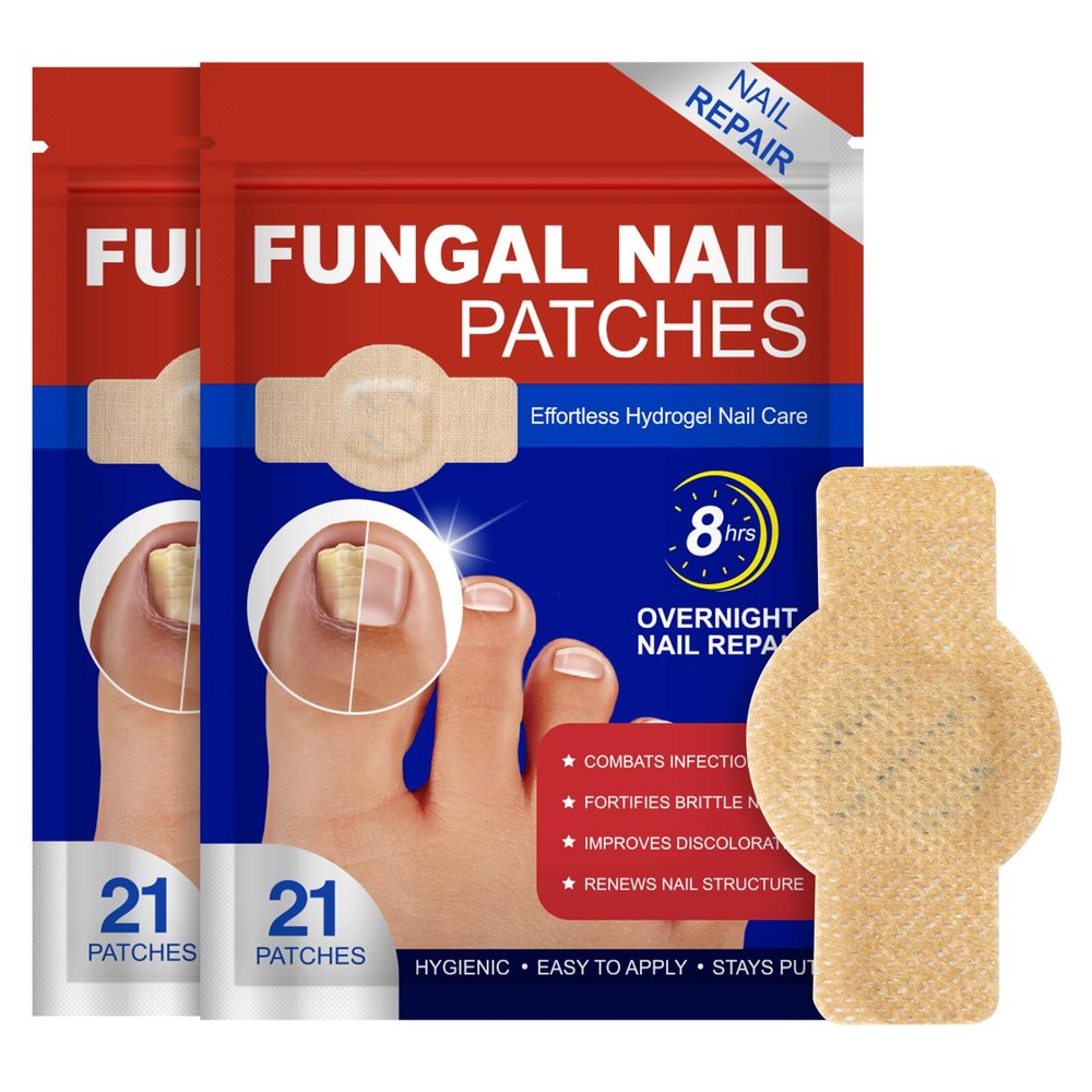 2 Pack Nail Patches-21 Patch Toenail Treatment Extra Strength Renewal Nail Pacthes for Damaged, Discolored, Yellow, Thick, Brittle Toenails 8-Hour Overnight Repair, Breathable & Hypoallergenic