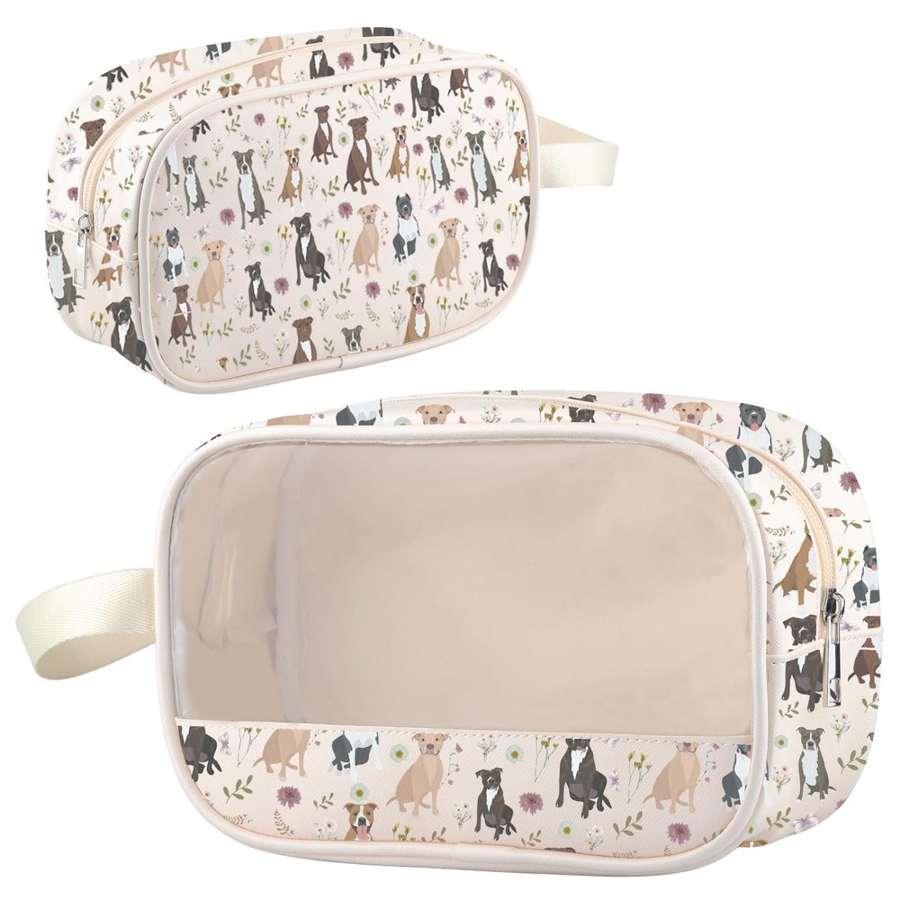G2TUP Pitbull Clear Makeup Bag Pitbull Owner Gifts American Pitbull Zipper Bag APBT Lover Gifts Pitbull Mom Cosmetic Bag (Pitbull Clear)