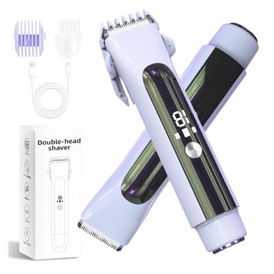 RSRNKXC Electric Shaver for Women,2-in-1 Painless Hair Removal, Bikini Trimmer, IPX7 Waterproof for Shower Use for Face & Body Smooth Skin with LED Display, Rechargeable Razor for Travel