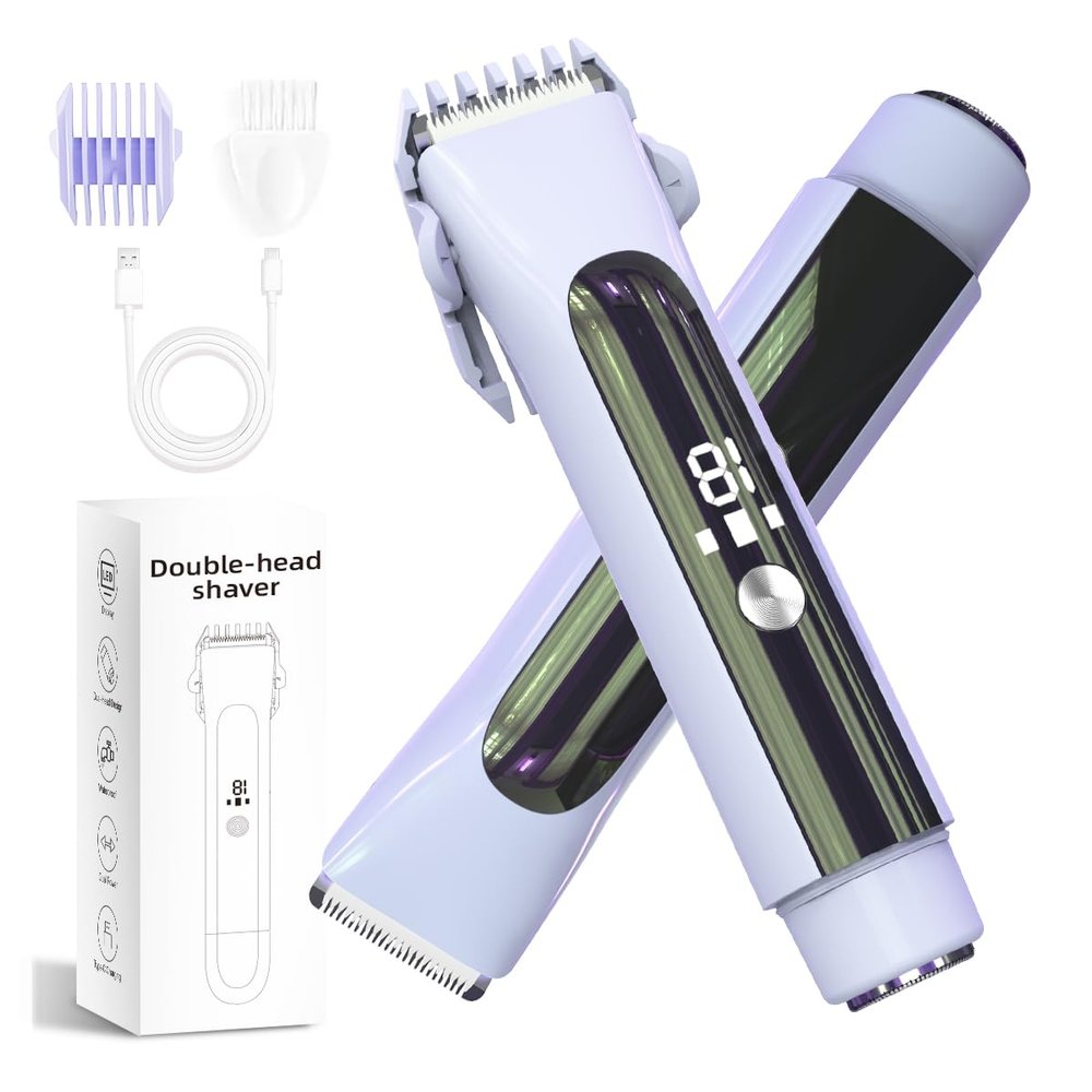 RSRNKXC Electric Shaver for Women,2-in-1 Painless Hair Removal, Bikini Trimmer, IPX7 Waterproof for Shower Use for Face & Body Smooth Skin with LED Display, Rechargeable Razor for Travel