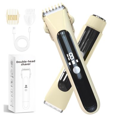 RSRNKXC Women's Electric Shaver and 2-in-1 Bikini Trimmer IPX7 Waterproof for Shower Use, Ceramic Blade for Sensitive Skin, USB Rechargeable with LED Display