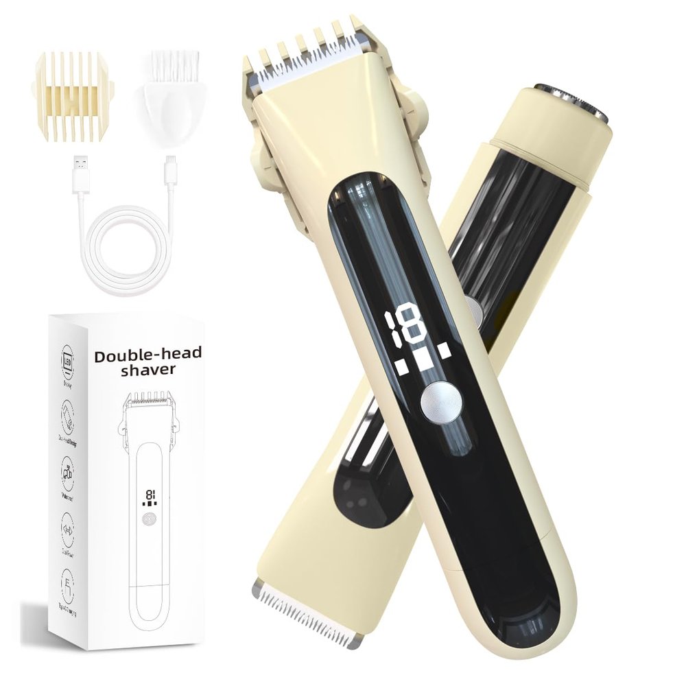RSRNKXC Women's Electric Shaver and 2-in-1 Bikini Trimmer IPX7 Waterproof for Shower Use, Ceramic Blade for Sensitive Skin, USB Rechargeable with LED Display