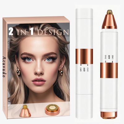 Acavado 2-in-1 Dual Head Eyebrow Trimmer & Flawless Facial Hair Removal for Women, Painless & Gentle Facial Hair Remover for Brows, Chin, Upper Lip, Cheeks, Type-C Charging for Women