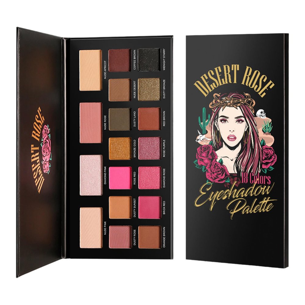 ACSUSS 18 Shade Eyeshadow Palette Highly Pigmented Matte Shimmer Buttery Soft Long Wearing Makeup for Women Girls Desert Rose One Size