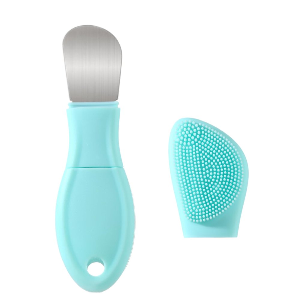 Blackhead Remover Tool,Silicone Face Scrubber, 2 in 1 Nose Scraper for Deep Cleansing,Skin Scrubber Face Spatula, Nose Blackhead Remover, Pore Cleaner Skin Care Tool for Men and Women (Light Blue)