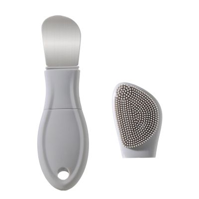 Blackhead Remover Tool,Silicone Face Scrubber, 2 in 1 Nose Scraper for Deep Cleansing,Skin Scrubber Face Spatula, Nose Blackhead Remover, Pore Cleaner Skin Care Tool for Men and Women (Light Gray)