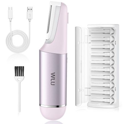 WLU Dermaplane Razor for Women Face with 10 Replaceable Blades, Dermaplaning Tool for Face to Remove Facial Hair & Peach Fuzz, Sonic Dermaplaning Tool for Women, Dermaplane Razor(Purple)