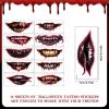 12 Sheets Halloween Tattoo Stickers Halloween Prank Makeup Temporary Tattoos for Adults Waterproof Tattoo Realistic Temporary Tattoos Scary Big Mouth Fake Tattoos for Halloween Cosplay Party view 2