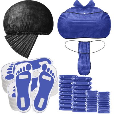 Chicingyou 96 Pcs Spray Tanning Supplies Included Spray Tan Feet Pads Hair Nets Disposable Bra Underwear Caps Kit for Sunless Tan Self Tanning at Home or Salon Accessories (Navy Blue)