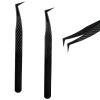 2 Pcs Stainless Steel Eyelashes Tweezer, Lash Tweezers for Eyelash Extensions, 90 Degree Fiber Tip Volume Lash Extension Tweezers for Volume and Classic Lashes view 1