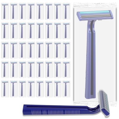 Molain 200Pcs Twin Blade Razors for Men, Twin Blade Disposable Razors With Clear Safety Cap, Stainless Steel Disposable Shaver, Multipurpose Portable Manual Shaver for Bathing Hotel Travel