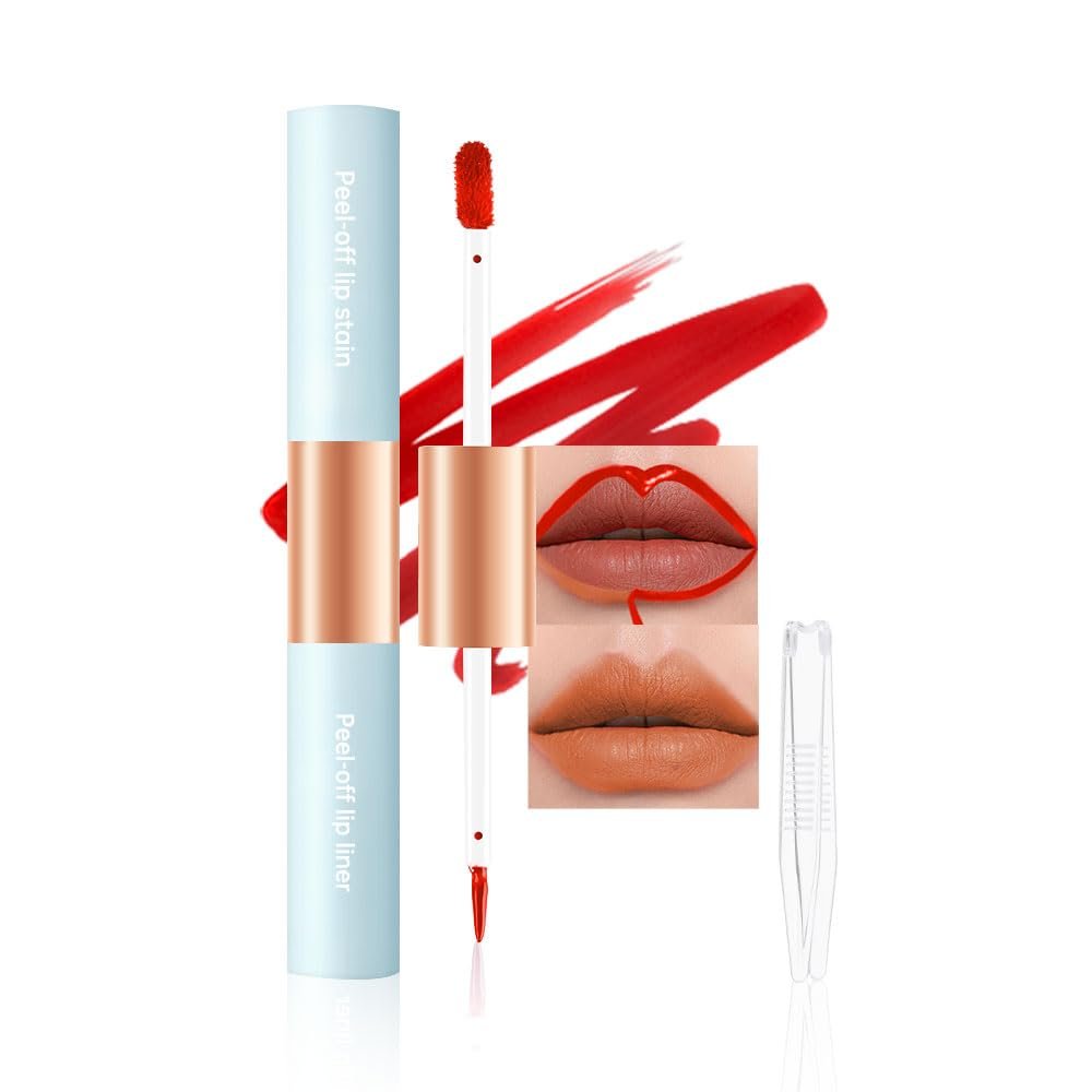Matte Lip Stain Peel Off Lip Gloss& Lip Liner 2-in-1: One end defines lips with precision liner, the other peels off to reveal long-lasting, waterproof, smudge-proof, transfer-proof matte color.3#