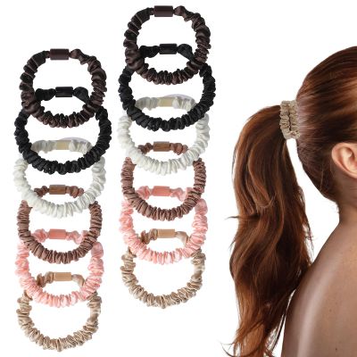 12 Pcs Silk Scrunchies Small Silk Hair Ties 6 Colors Elastic Thick Hair Accessories Cute Soft No Slip Hairs Elastics Ponytail Holder for Curly Hairs No Damage Hairties Ladies Festival Gifts