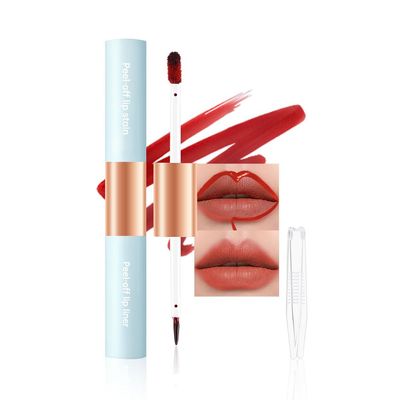Matte Lip Stain Peel Off Lip Gloss& Lip Liner 2-in-1: One end defines lips with precision liner, the other peels off to reveal long-lasting, waterproof, smudge-proof, transfer-proof matte color.5#