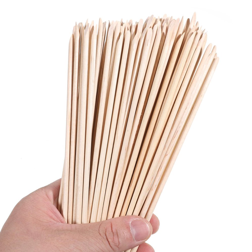 100 PCS 7 Inches Wood Double Heads Cuticle Pusher Stick, Extra Long Orange Wood Sticks for Nails Stick Manicure Pedicure Tool Nail Cuticle Remover and Cleaning Tool Set for Home and Salon